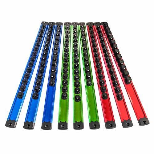 Magnetic Socket Holder Organizer 1/4" 3/8" 1/2" Socket Rail with 120 Clips