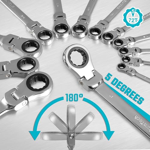 DURATECH 9/16" Flex-Head Ratcheting Combination Wrench - style: 9/16"