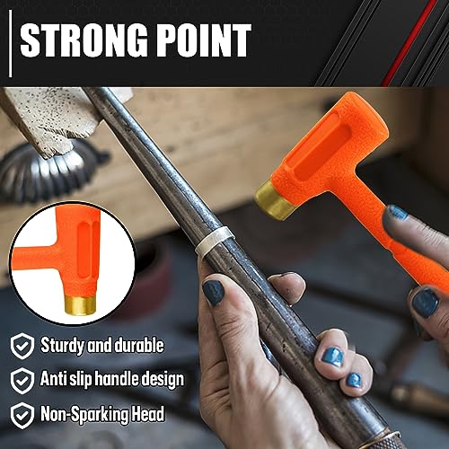 C&T 2-Pieces Dead Blow Hammer Set with Brass Cap, Orange,Shockproof Design - style: 2PC