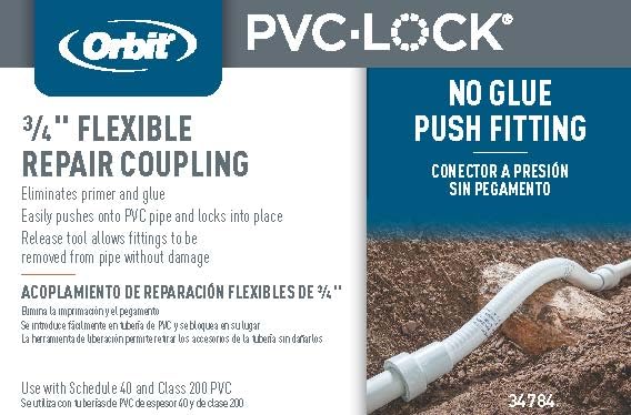 Orbit 34784 3/4" PVC-Lock Flexible Repair Coupling - size: 0.75 Inch