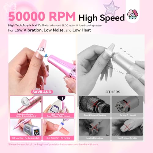 SAVILAND Professional Drill Nails Machine 50000RPM for Salon Manicure Use - color: 1-pink 2025