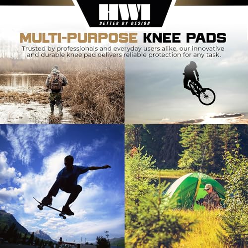 HWI Gear Next Generation Knee Pad for Protection: Combat, Mechanics, Construction, Hunting, Landscaping, Outdoor Survival, Heavy Duty Industrial Grade, Adjustable - color: Coyote Brown - Knee Pads