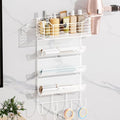 4 Tier Hair Tool Organizer Wall Mount, curling iron holder Basket, White - color: 5 Tiers White