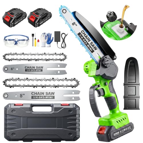 Mini Chainsaw Cordless, 8&6 IN Brushless Electric Chainsaw Battery Powered - color: Green01