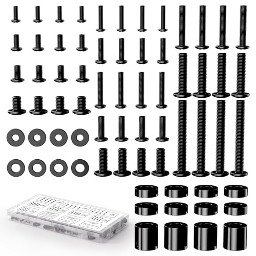 Universal TV Mounting Hardware Screw Kit, M4-M8 Screws for VESA Mounts | Black Screws, Complete set includes bolts, washers and spacers, Fits Most TVs/Monitors up to 80 inches,Organized Storage Case