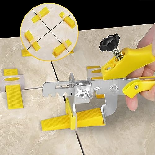 DGSL Tile Leveling System with Plier, 1200 Tile Spacers 1/8" and 300 Wedges - size: 1/8 Inch * 1200 Spacers