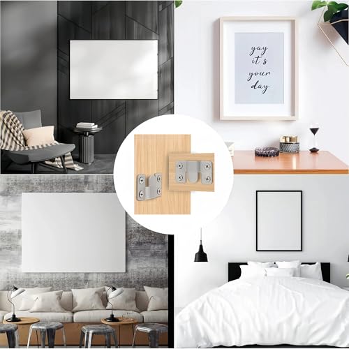 4 Pairs Large Silver Stainless Steel Interlocking Flush Mount French Cleat Hangers – Hidden Hardware for Frames, Furniture, Beds, Mirrors, Photos, Paintings, etc.