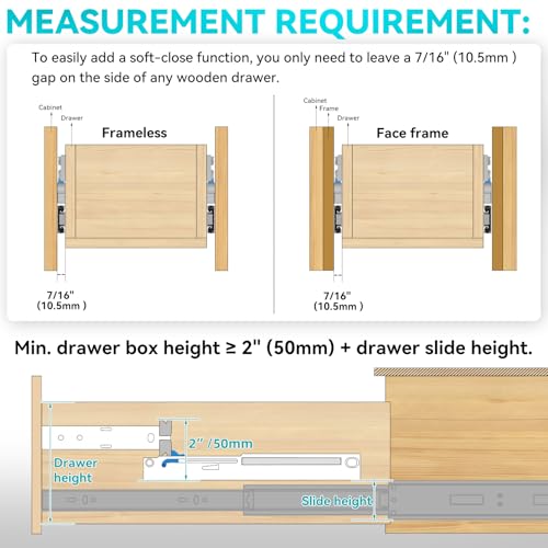 1 Pair Universal Soft Close Drawer Adapters - color: Silver, size: 6.7 Inch- Soft Close Drawer Adapters