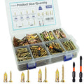 430 PCS Self Drilling Drywall Anchors with Screws Kit,2 Sizes Sheetrock Anchors & 4 Sizes Zinc Expansion Screws with 2 Drill Bits - Zinc-Plated Steel Material - No Drill Required Holds Up to 75LB - size: 430Pcs 4Size kit