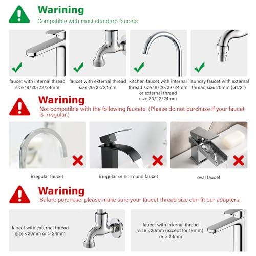 Bathroom Sink Faucet Filter, 1080° Rotating, 99% Chlorine Remover, 3-Pack