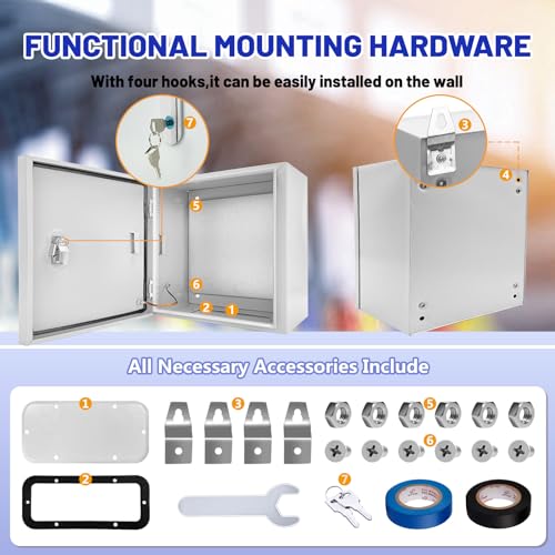Electrical Junction Box 12x12x8, NEMA 4X IP66 Steel Enclosure Box - size: 12 x 12 x 8''