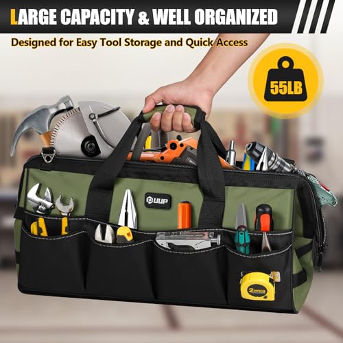 UUP 20" Tool Bag Extra Large, HeavyDuty Spacious Tool Box Organizer, Green - color: Green, size: 20 Inch