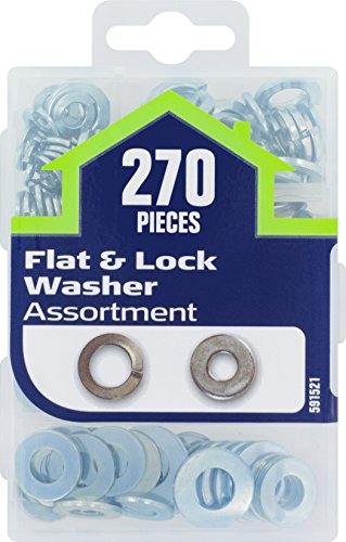 Hillman 591521 Small Flat and Lock Washer Assortment, 270-Pack , Zinc - size: 0.375 inches