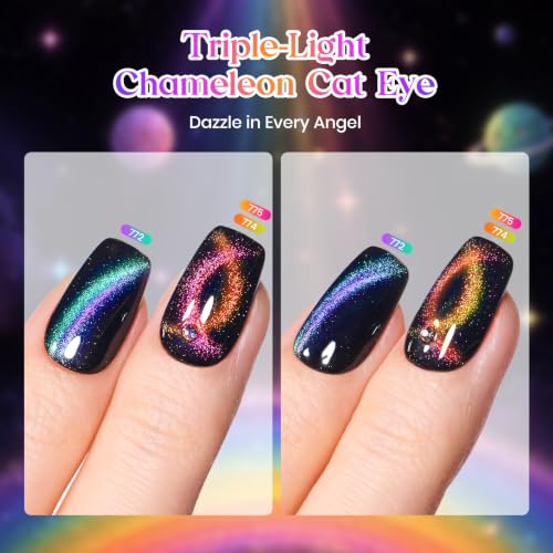 Beetles Halloween Cat Eye Gel Nail Polish Set, Rainbow Cosmos 6 Colors - color: A - Chameleon Cat Eye | Rainbow Cosmos
