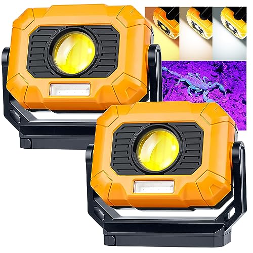 Adelante 2 Pack Magnetic Work Lights, 1500LM Rechargeable Mechanic Lights