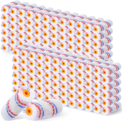 Leumoi 500 Pcs 4 Inch Paint Roller Mini Rollers Covers 1/2" Nap Microfiber Roll Covers Bulk, Small Home Repair Tools Refills House Painting Supplies Household for DIY(Red Blue) - color: Red Blue