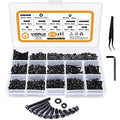 VIGRUE 610PCS 14.9 Grade Alloy Steel M3 Button Hex Head Cap Screws M3 x 4/5/6/8/10/12/14/16/18/20/25mm Machine Screws Bolts Nuts Washer Assortment Kit - size: M3 Button black
