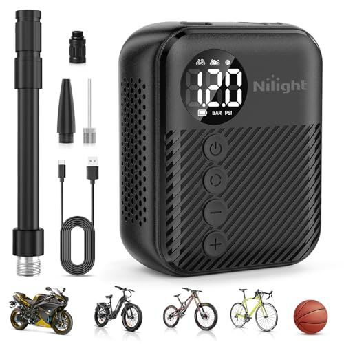 Nilight Mini Bike Pump with Gauge 150PSI Presta & Schrader Valve - color: Mini Bike Pump