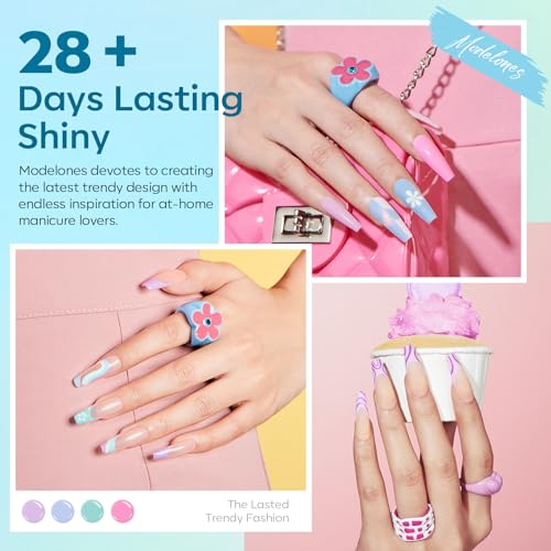 modelones Pink Gel Nail Polish Set 6 Colors, Hot Neon Light Dark Milk Pink - color: B Buzzy Pastel