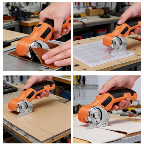 Cordless Electric Scissors, Rechargeable Rotary Cutter for Cloth Paper Leather Carpet Plastic, Portable Wireless Cutting Tool, 320RPM, 0.26"Cutting Depth, 3000mAh Battery for DIY Craft Sewing Home Use