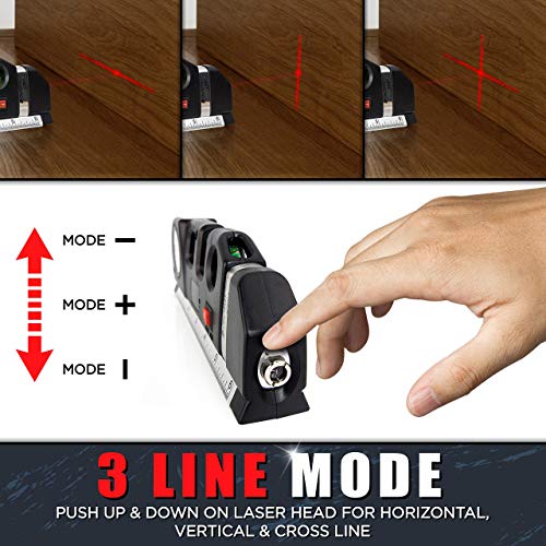Stud Finder & Multifunction Device (Laser Level line, Leveler, Metric Ruler) - Stud Finder Wall Scanner With Laser Level Can Be Used as Pictures Hanging Tool and Ruler