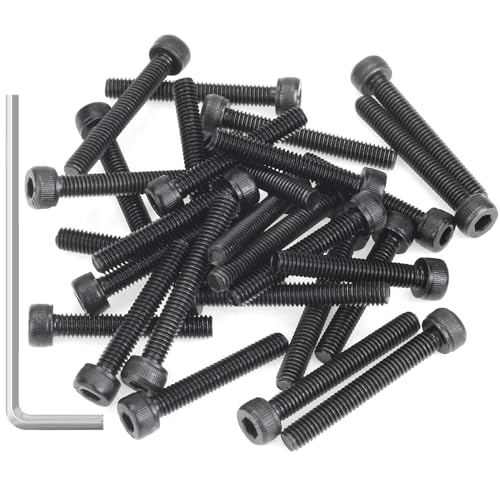 55 Pieces M4 x 25mm Socket Head Cap Screws, Thread Pitch 0.7mm, Sutemribor M4 Black Screws, 12.9 Grade Alloy Steel, Black Oxide Finish, Fully Threaded - size: M4 x 25mm, style: Socket Head