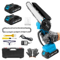 Mini Chainsaw Cordless 6 Inch Electric Chainsaw pruning saw Battery Powered Handheld Portable Chain Saw With 2 Batteries/Automatic Oiler for Tree Trimming Wood Cutting Pruning Garden - size: 6 inch(White)