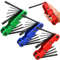34-Piece Large Folding Hex Key Set, SAE Hex (3/32"-1/2"), Metric Hex (1.5-12mm) & Torx (T9–T55), 3-in-1 Heavy Duty Allen Key Set for Archery, Bike Repair, Furniture & Home Maintenance - style: 34-Piece 3-in-1 Set (Folding)