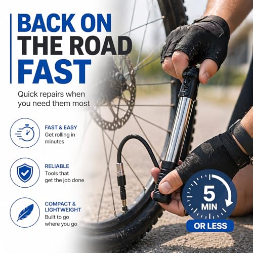 ANGORA BRANDS Bike Tire Repair Kit – All-in-One Bicycle Repair Kit with Pump, Multi Tool & Tire Levers, Portable Emergency Bike Tool Kit for Road, Mountain & Hybrid Bikes