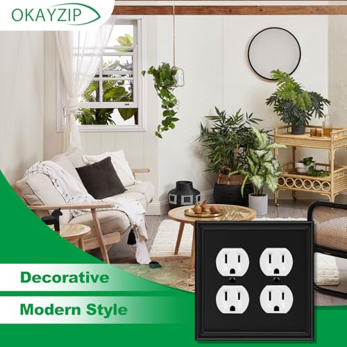 2 Pack Matte Black Decorative Double Outlet Covers Wall Plate - size: 2 Duplex 2 Pack