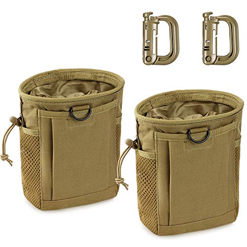 LIVANS Tactical Molle Dump Pouch, Magazine Drop Pouch Drastring Ammo Bag - color: Khaki - 2 Packs