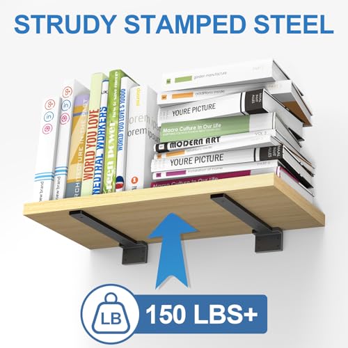 Black L Brackets Metal Heavy Duty Shelf Brackets 8 in 6 Pack , Floating Shelf Bracket for Shelves Support Bracket for DIY Decorative with Screws - size: 8Inch