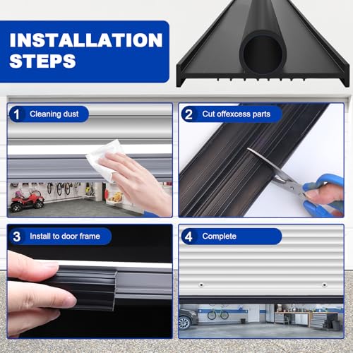 DGSL Garage Door Bottom Seal, 5/16 T-End Rubber Weather Stripping, 10 FT - size: 10 FT Black U+O