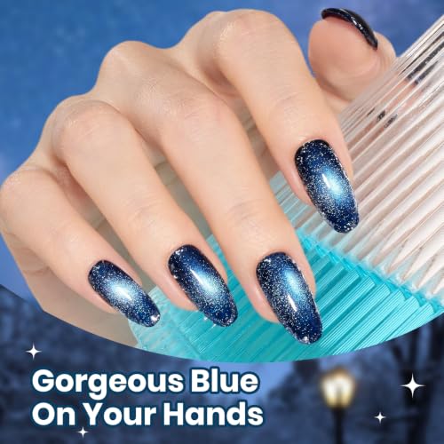 Beetles Blue Gel Nail Polish Set, 6 Colors Navy Teal Glitter Gel Polish - color: A - Mixed Finishes | Skyfall Fade