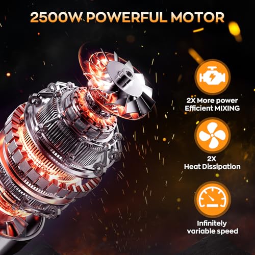 IMAYCC Concrete Mixer 2500W 15A, Cement Mixer With Variable Speed Control, 5/8" Heavy Duty Drill Set, Drill Mixer for Mud,Motar,Paint, Grout, Plaster, Thinset - color: Red Black