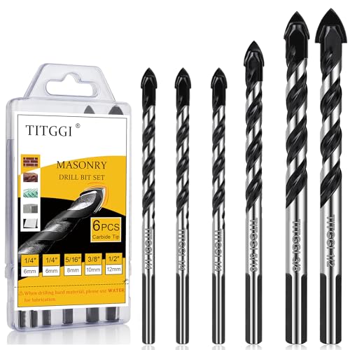 6-Piece Masonry Drill Bit Set & Concrete Drill Bit Set, 5 Sizes, 1/4"-1/2" - size: 6 pcs 1/4"-1/2" Masonry Drill Bit Set