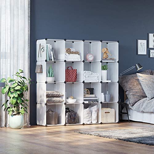 C&AHOME 16 Cube Storage Organizer Cube Shelves Units Storage Cubes, White - color: Transparent White