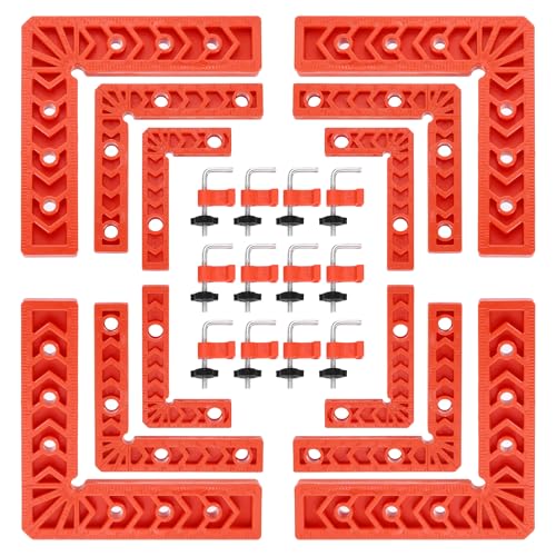 HARFINGTON 12Pcs Corner Clamp 90 Degree 4/3" Right Angle Clamp Set for Woodworking, ABS Plastic Positioning Square Tool for Picture Frame Box Cabinets Drawers, Orange