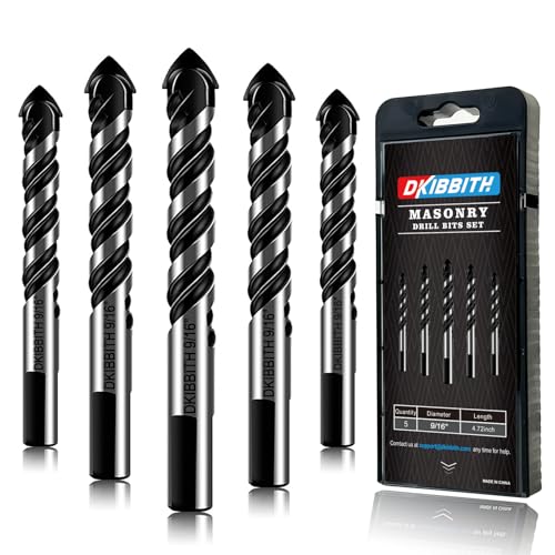 5-Piece 9/16“ Masonry Drill Bits for Tile Glass Ceramic Wall Brick Stone Soft-Metal Wood,9/16 Inch Concrete Drill Bits Cement Drill Bit Set, 3-Flat Shank, YG8 Carbide Tungsten Steel Alloy Tip 14mm - size: 5 Piece 9/16 Inch Drill Bit Set