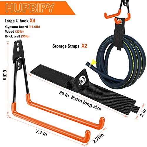 HUPBIPY Garage Hooks Heavy Duty, Large Square Wall Hooks - color: Orange Large U Hook, size: 7.7inch U Hook