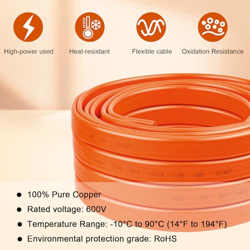 10/3 Wire with Ground - 15FT 10 Gauge NM-B Non-Metallic Sheathed Cable 100% Pure Copper 10 AWG 3 Conductor Residential Indoor Wire for Outlets, Switches, Other Loads and Lighting Wiring Projects etc. - size: 15FT, style: 10AWG/3
