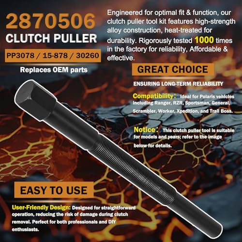 4-Piece Clutch Puller Tool Kit - Includes Primary Drive Clutch Pullers for Polaris Models 1985-2024: Fits Ranger, RZR, Sportsman, General, Scrambler - OEM # 2870506, PA-48595, 2872085, PU-52422