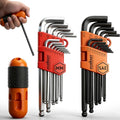 HORUSDY 27PCS Durable Hex Key Allen Wrench Long Arm Set with Ball End, Metric and Standard Sizes Allen Key Set with Another T Handle, Heat-treated CR-V Steel - style: 27PCS T Handle SAE/Metric
