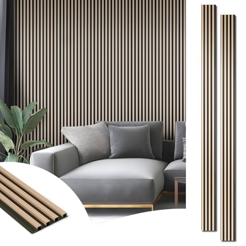 Art3d 96 x 6 Inch WPC 3D Fluted Wood Textured Slat Wall Panels, 8-Pack, Oak - color: WPC Oak, size: 96*6