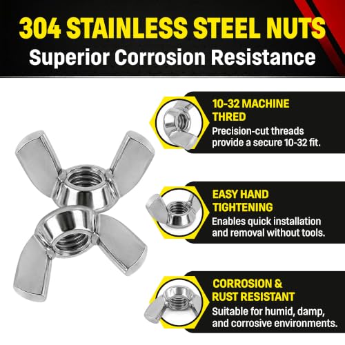Chenango Supply 10-32 Stainless Wing Nuts