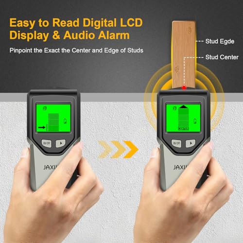 Stud Finder Wall Scanner - 5 in 1 Stud Finder Tool w/Smart Chip and HD LCD Display, Stud Detector Beam Finders for the Center and Edge of Wood AC Wire Metal Studs Joist Pipe (Grayish) - color: Grayish