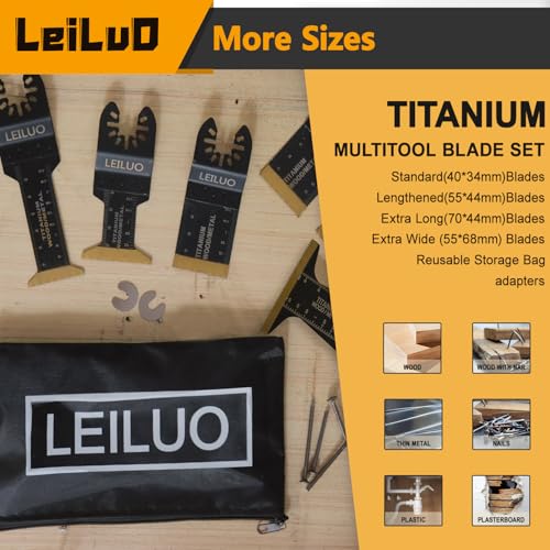 LEILUO 20Pcs Titanium Oscillating Tool Blades, Multitool Saw Blade Set