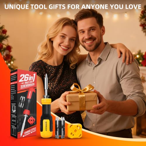 SHARDEN Multi ScrewDriver Set 26 in 1 All in One Adjustable Screw Driver - color: Yellow, size: Extendable-NonRatchet