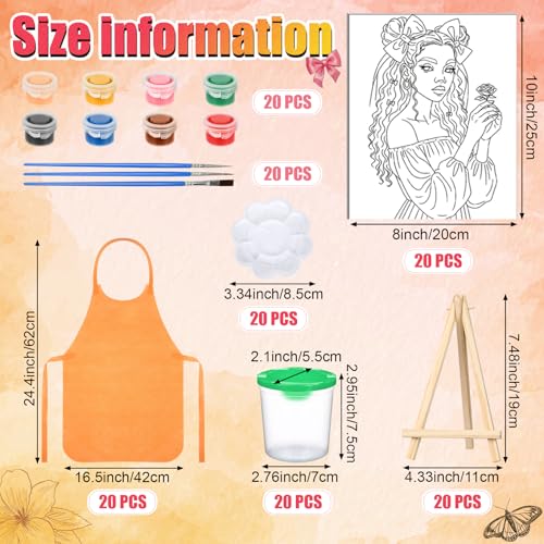 Sherr 140 Pcs 20 Set Pre Drawn Canvas Painting Kit, Bows Lady - style: Bows Lady