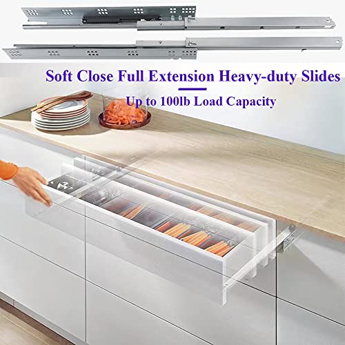 Undermount Soft Close Drawer Slides 21 Inch 6 Pairs Full Extension - size: 21 Inch